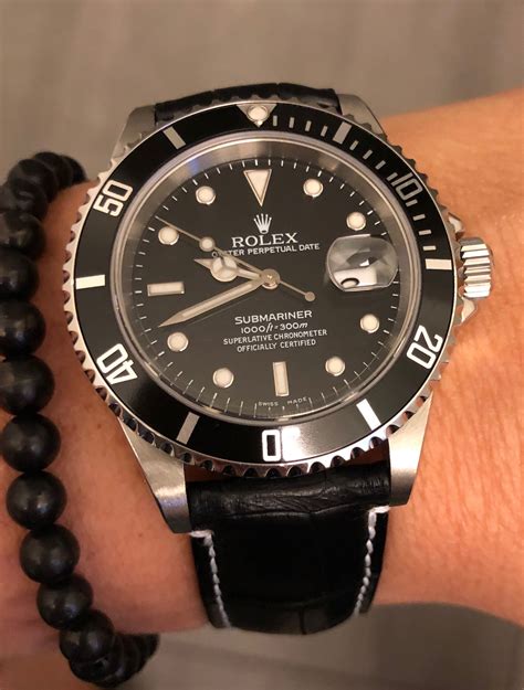 rolex submariner leather strap replica|leather strap for rolex watch.